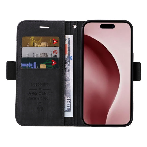 For iPhone 16 Pro BETOPNICE Dual-side Buckle Leather Phone Case(Black)