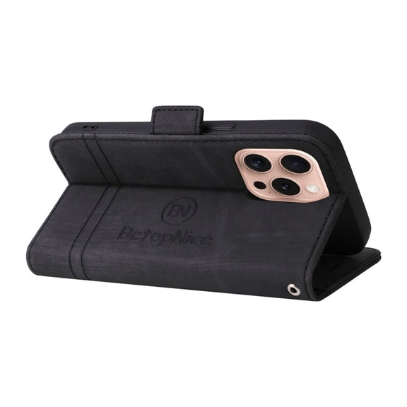 For iPhone 16 Pro BETOPNICE Dual-side Buckle Leather Phone Case(Black)