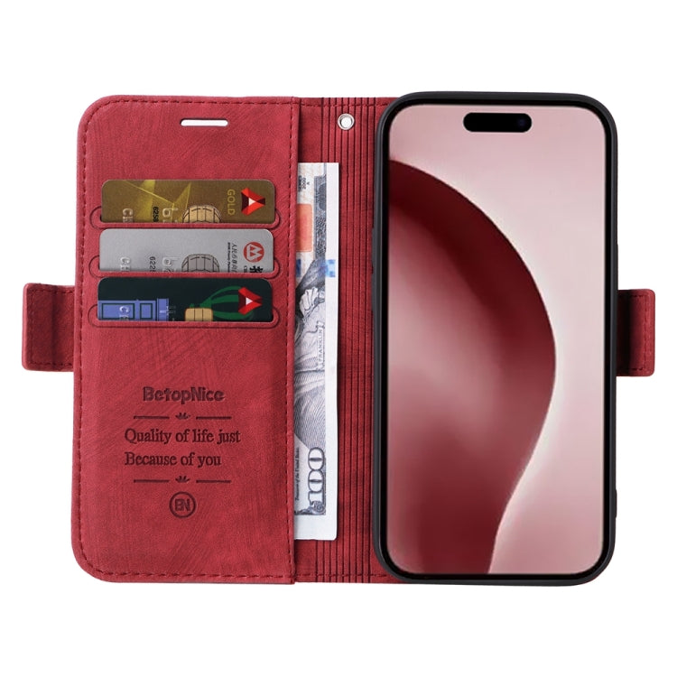 For iPhone 16 Pro BETOPNICE Dual-side Buckle Leather Phone Case(Red)