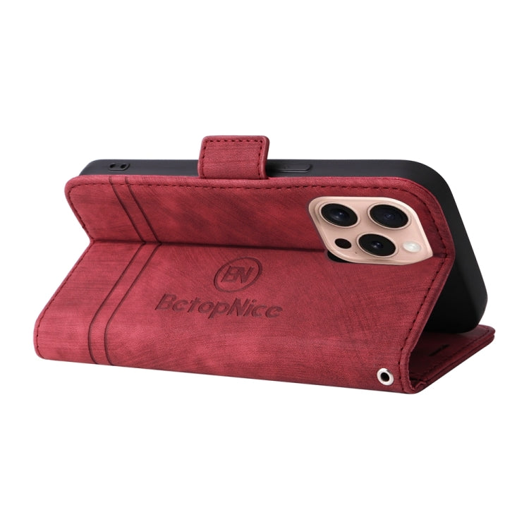 For iPhone 16 Pro BETOPNICE Dual-side Buckle Leather Phone Case(Red)
