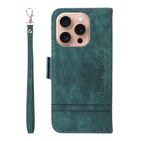 For iPhone 16 Pro BETOPNICE Dual-side Buckle Leather Phone Case(Green)