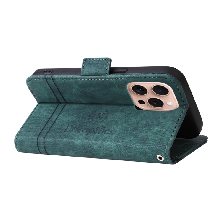 For iPhone 16 Pro BETOPNICE Dual-side Buckle Leather Phone Case(Green)