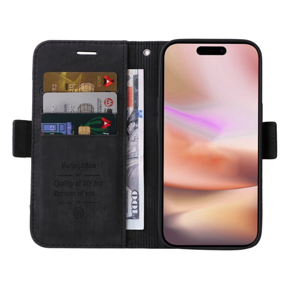 For iPhone 16 Plus BETOPNICE Dual-side Buckle Leather Phone Case(Black)