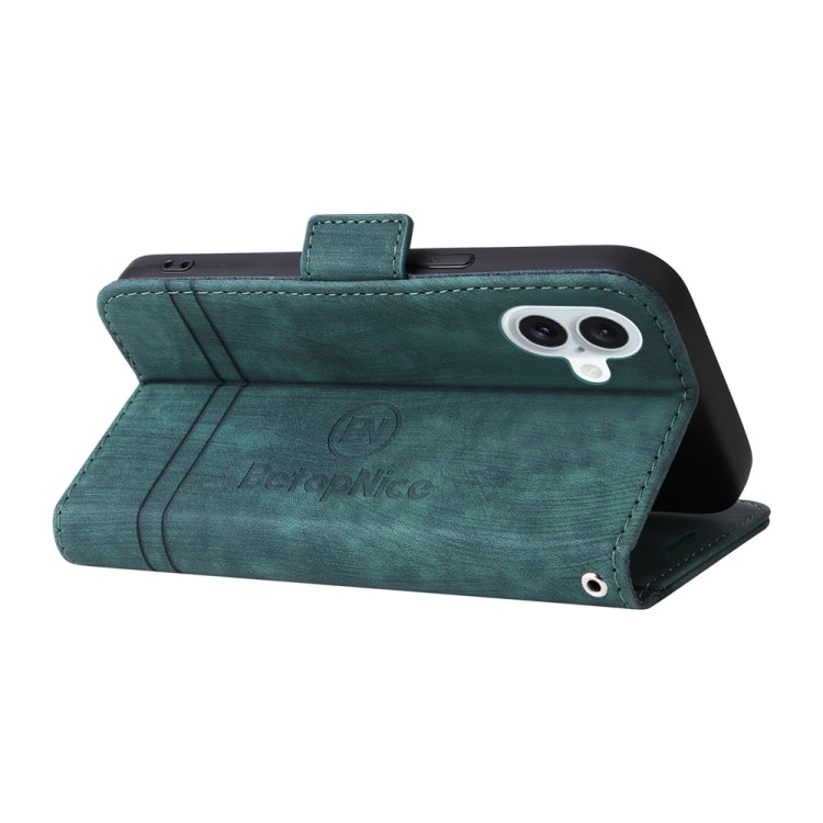 For iPhone 16 Plus BETOPNICE Dual-side Buckle Leather Phone Case(Green)