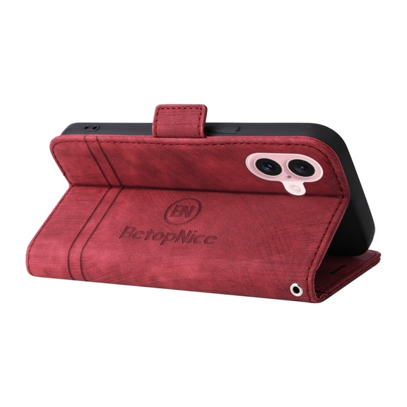 For iPhone 16 BETOPNICE Dual-side Buckle Leather Phone Case(Red)