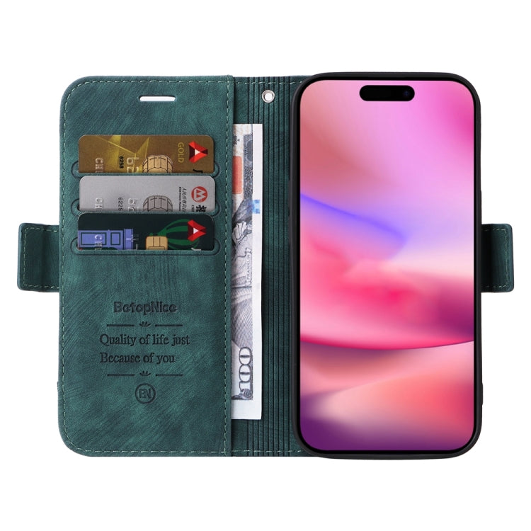 For iPhone 16 BETOPNICE Dual-side Buckle Leather Phone Case(Green)