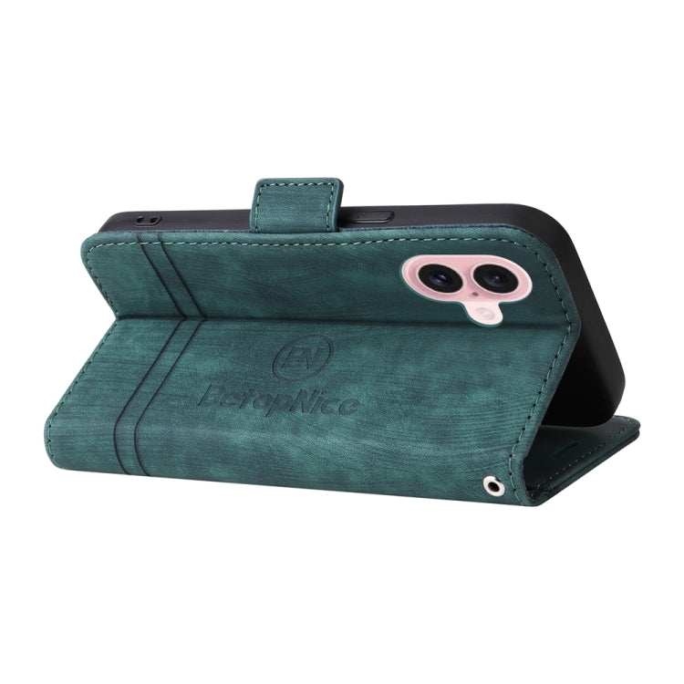 For iPhone 16 BETOPNICE Dual-side Buckle Leather Phone Case(Green)
