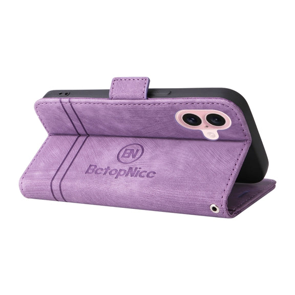 For iPhone 16 BETOPNICE Dual-side Buckle Leather Phone Case(Purple)