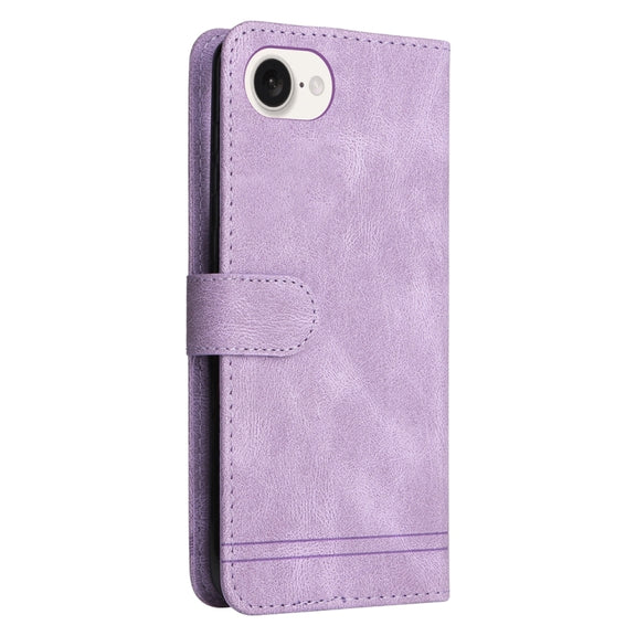 For iPhone 16e Skin Feel Life Tree Leather Phone Case(Purple)