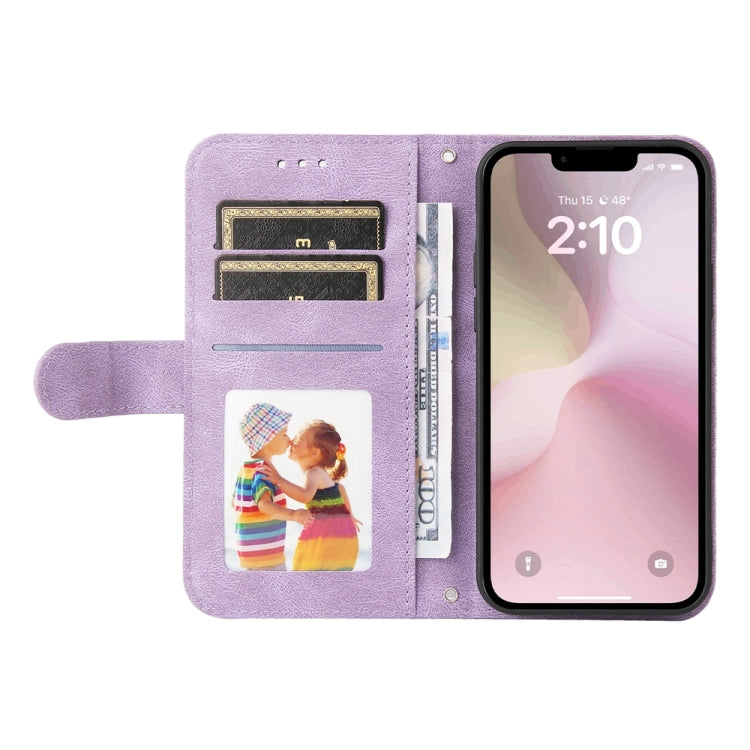 For iPhone 16e Skin Feel Life Tree Leather Phone Case(Purple)