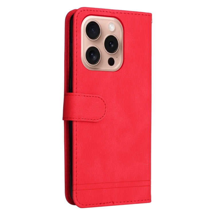 For iPhone 16 Pro Skin Feel Life Tree Leather Phone Case(Red)