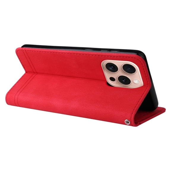 For iPhone 16 Pro Skin Feel Life Tree Leather Phone Case(Red)