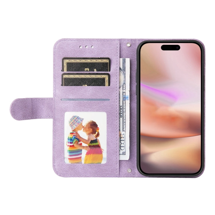 For iPhone 16 Plus Skin Feel Life Tree Leather Phone Case(Purple)