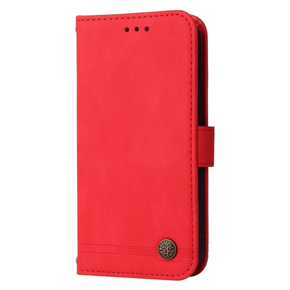 For iPhone 16 Skin Feel Life Tree Leather Phone Case(Red)