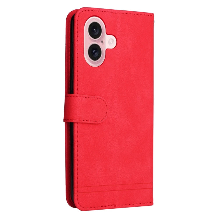 For iPhone 16 Skin Feel Life Tree Leather Phone Case(Red)