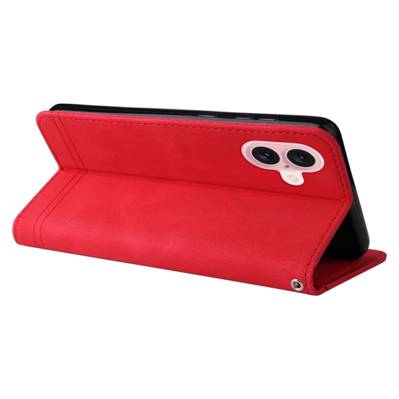 For iPhone 16 Skin Feel Life Tree Leather Phone Case(Red)