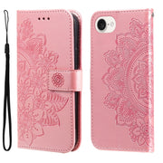 For iPhone 16e Seven-petal Flowers Embossing Leather Phone Case(Rose Gold)
