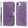For iPhone 16e Seven-petal Flowers Embossing Leather Phone Case(Light Purple) - iPhone 16e Cases by PMC TechLife | Online Shopping South Africa | PMC TechLife | Buy Now Pay Later Mobicred