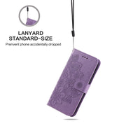 For iPhone 16e Seven-petal Flowers Embossing Leather Phone Case(Light Purple)
