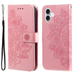 For iPhone 16 Plus 7-petal Flowers Embossing Leather Phone Case(Rose Gold) - iPhone 16 Plus Cases by PMC TechLife | Online Shopping South Africa | PMC TechLife | Buy Now Pay Later Mobicred