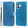 For iPhone 16 7-petal Flowers Embossing Leather Phone Case(Blue) - iPhone 16 Cases by PMC TechLife | Online Shopping South Africa | PMC TechLife | Buy Now Pay Later Mobicred