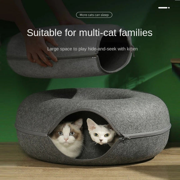 Round Wool Felt Cat Litter Tunnel Cat Litter, Size:60x60x27cm(Pink)