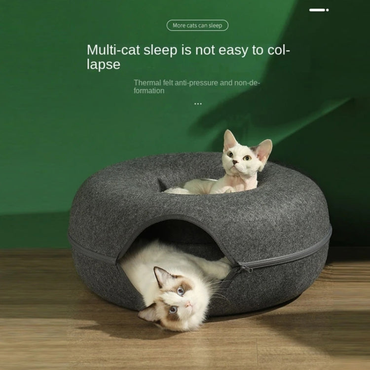 Round Wool Felt Cat Litter Tunnel Cat Litter, Size:60x60x27cm(Blue)
