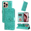 For iPhone 16 Pro Embossed Sunflower Leather Phone Case(Green) - iPhone 16 Pro Cases by PMC TechLife | Online Shopping South Africa | PMC TechLife | Buy Now Pay Later Mobicred