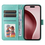 For iPhone 16 Pro Embossed Sunflower Leather Phone Case(Green)