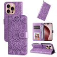 For iPhone 16 Pro Embossed Sunflower Leather Phone Case(Purple) - iPhone 16 Pro Cases by PMC TechLife | Online Shopping South Africa | PMC TechLife | Buy Now Pay Later Mobicred