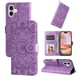 For iPhone 16 Plus Embossed Sunflower Leather Phone Case(Purple) - iPhone 16 Plus Cases by PMC TechLife | Online Shopping South Africa | PMC TechLife | Buy Now Pay Later Mobicred