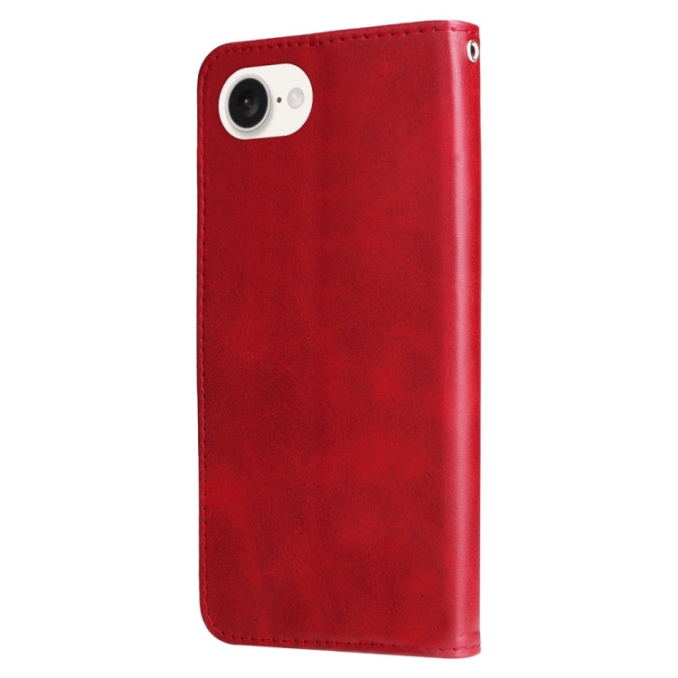 For iPhone 16e Fashion Calf Texture Zipper Leather Phone Case(Red)