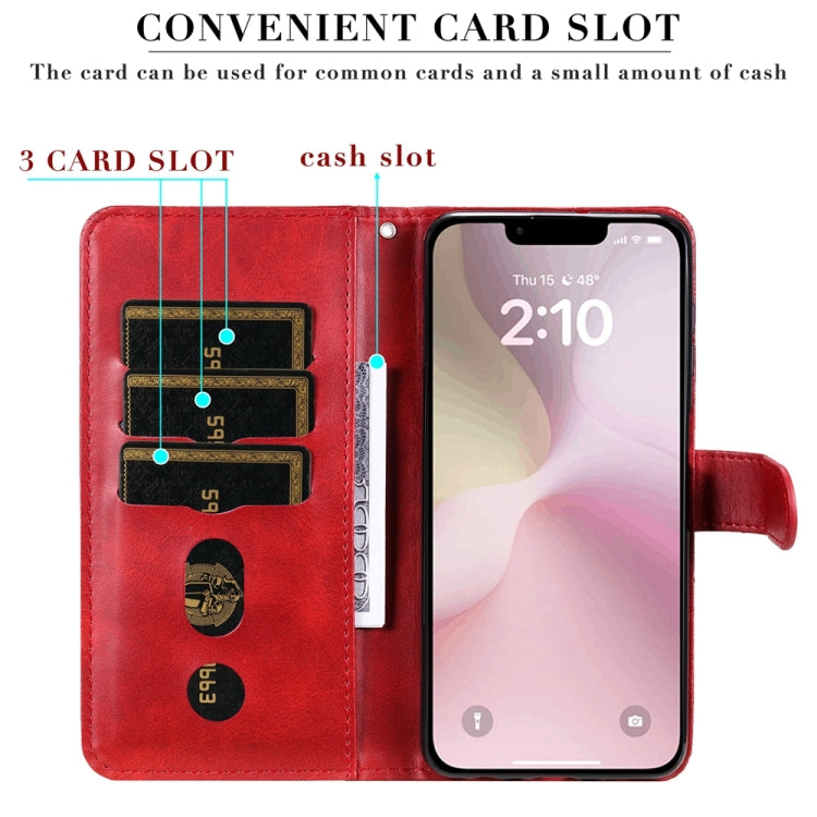 For iPhone 16e Fashion Calf Texture Zipper Leather Phone Case(Red)