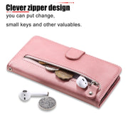For iPhone 16e Fashion Calf Texture Zipper Leather Phone Case(Rose Gold)