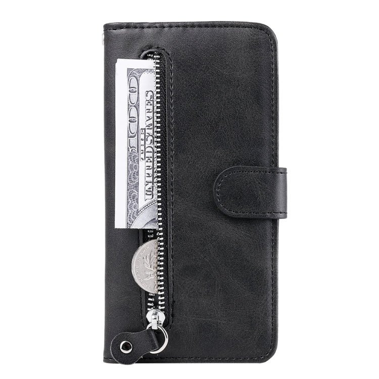 For iPhone 16e Fashion Calf Texture Zipper Leather Phone Case(Black)