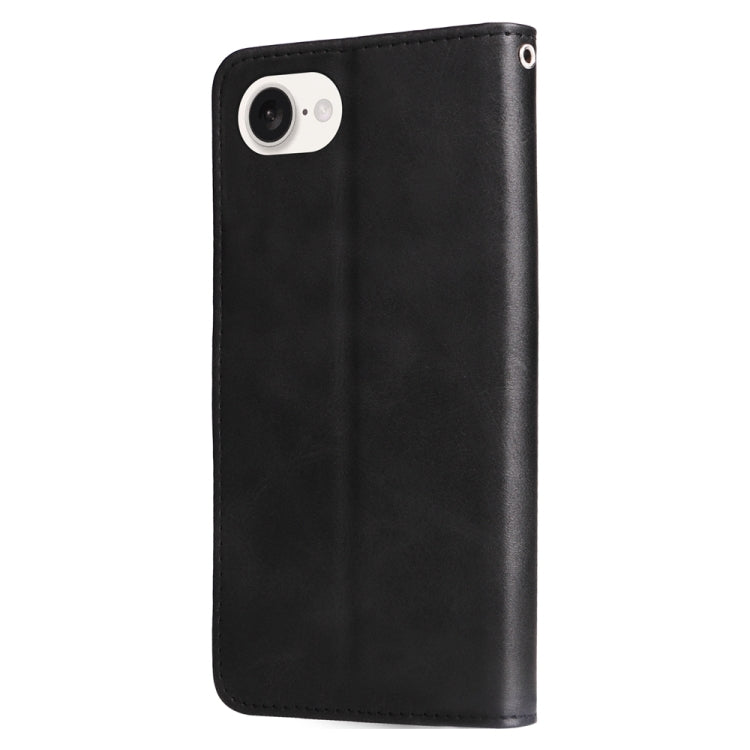 For iPhone 16e Fashion Calf Texture Zipper Leather Phone Case(Black)