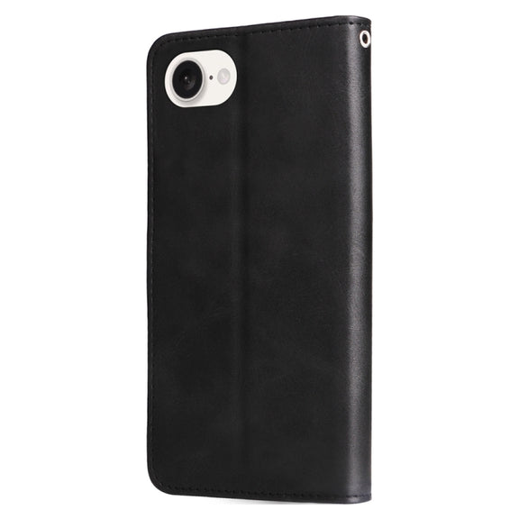For iPhone 16e Fashion Calf Texture Zipper Leather Phone Case(Black)