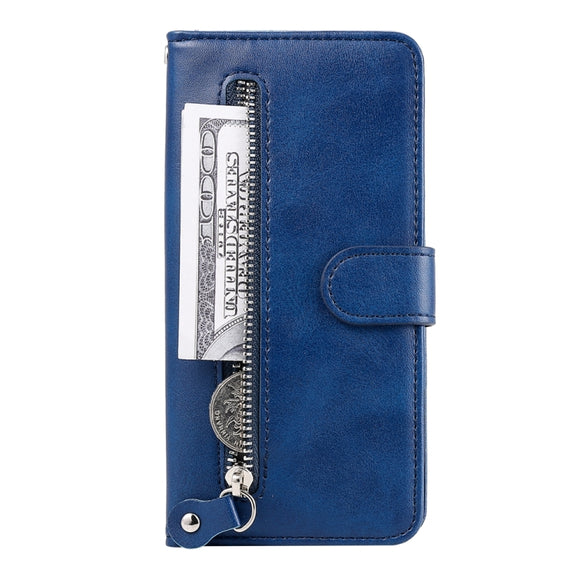 For iPhone 16e Fashion Calf Texture Zipper Leather Phone Case(Blue)
