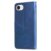 For iPhone 16e Fashion Calf Texture Zipper Leather Phone Case(Blue)