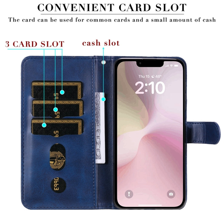 For iPhone 16e Fashion Calf Texture Zipper Leather Phone Case(Blue)