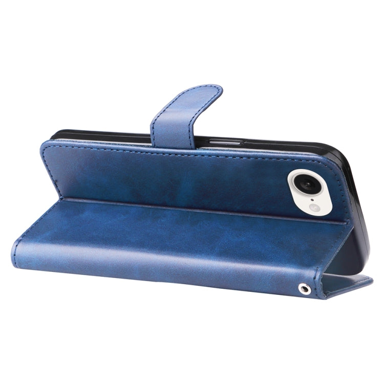 For iPhone 16e Fashion Calf Texture Zipper Leather Phone Case(Blue)