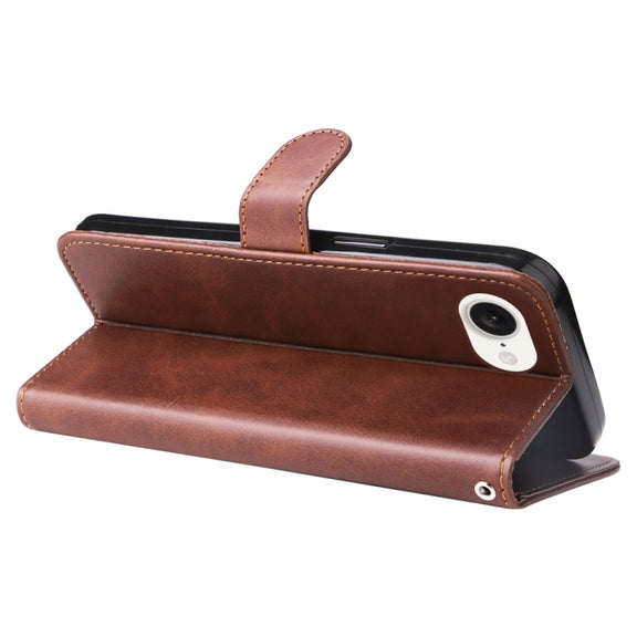 For iPhone 16e Fashion Calf Texture Zipper Leather Phone Case(Brown)