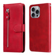 For iPhone 16 Pro Max Fashion Calf Texture Zipper Leather Phone Case(Red) - iPhone 16 Pro Max Cases by PMC TechLife | Online Shopping South Africa | PMC TechLife | Buy Now Pay Later Mobicred
