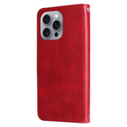 For iPhone 16 Pro Max Fashion Calf Texture Zipper Leather Phone Case(Red)