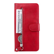For iPhone 16 Plus Fashion Calf Texture Zipper Leather Phone Case(Red)