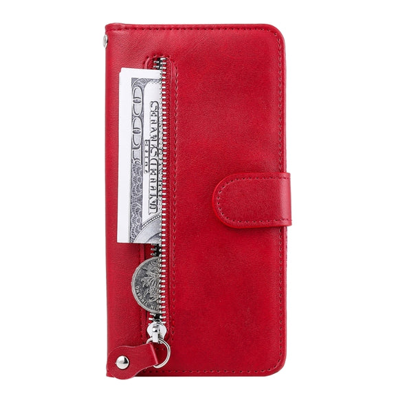 For iPhone 16 Plus Fashion Calf Texture Zipper Leather Phone Case(Red)