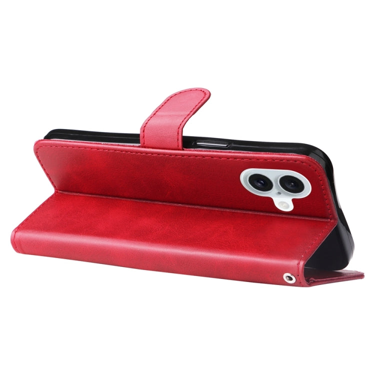 For iPhone 16 Plus Fashion Calf Texture Zipper Leather Phone Case(Red)