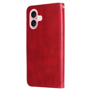 For iPhone 16 Fashion Calf Texture Zipper Leather Phone Case(Red)