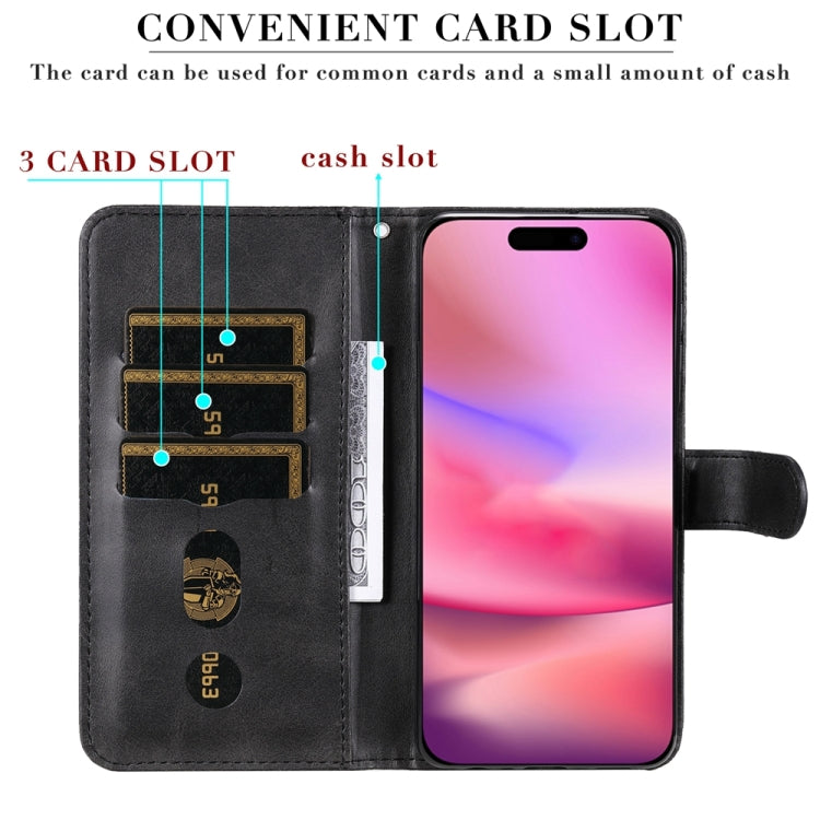 For iPhone 16 Fashion Calf Texture Zipper Leather Phone Case(Black)