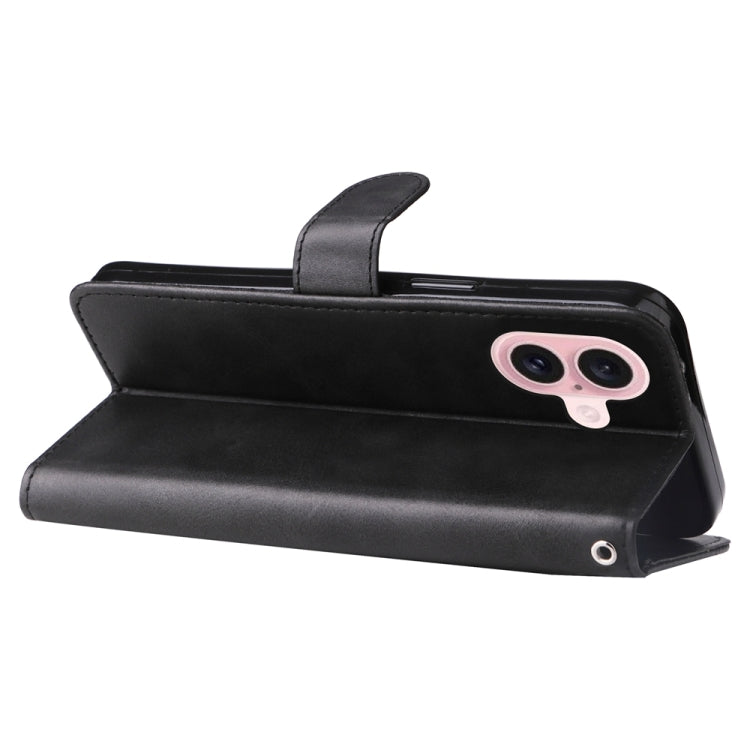 For iPhone 16 Fashion Calf Texture Zipper Leather Phone Case(Black)